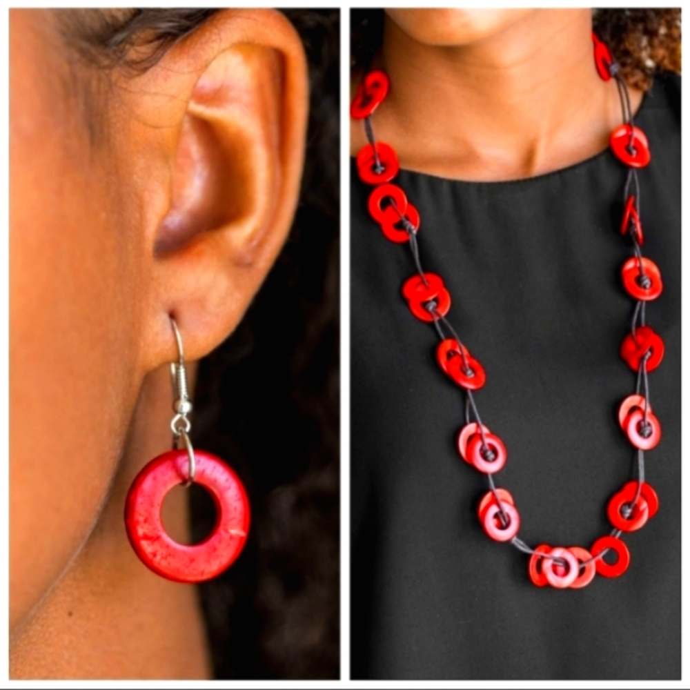 Red long necklace